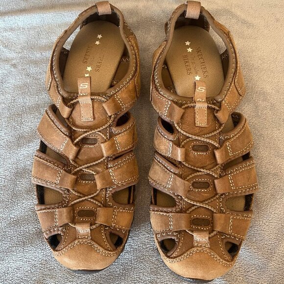 Skechers Bikers Excursion Brown Leather, Hiking, Fisherman Sandals, Size 9.5 - Picture 1 of 7